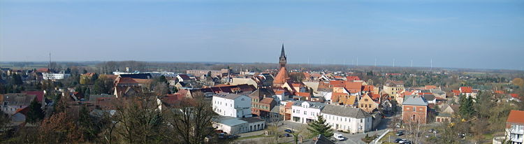 Blick von der Westseite des Lubwartturms auf die Bad Liebenwerdaer Altstadt.