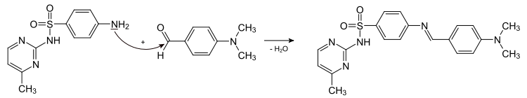 Sulfamerazin reagiert mit DMABA (Ehrlichs Reagenz)