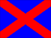 Blaue Flagge mit rotem Diagonalkreuz
