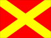 Rote Flagge mit gelben Diagonalkreuz