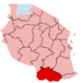 Karte von Tansania, rot Region Ruvuma