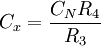  C_x= \frac{C_N R_4 }{R_3}