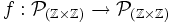 \ f:\mathcal{P}_{(\mathbb{Z}\times\mathbb{Z})}\rightarrow \mathcal{P}_{(\mathbb{Z}\times\mathbb{Z})}