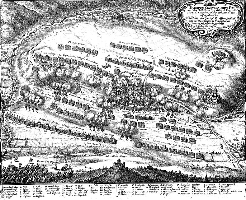 Darstellung der Schlacht von Alerheim, Kupferstich von Matthäus Merian