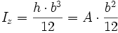  I_z = {h \cdot b^3 \over 12} = A \cdot \frac {b^2} {12}
