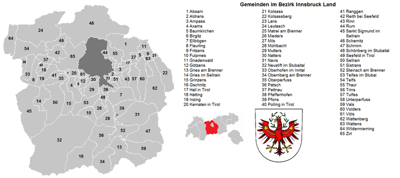 Gemeinden im Bezirk Innsbruck Land