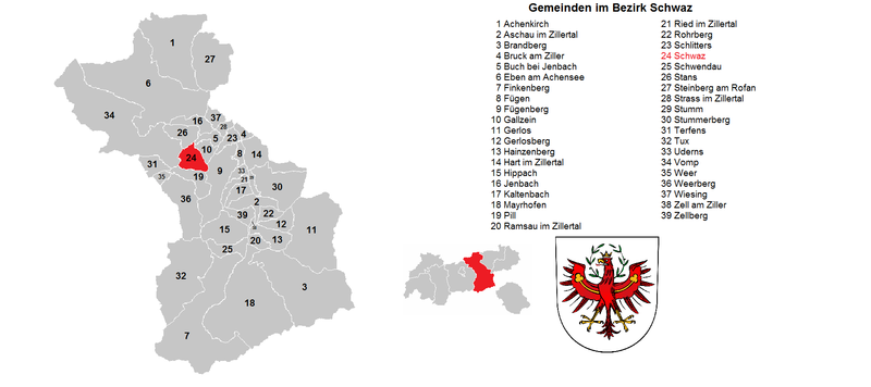 Gemeinden im Bezirk Schwaz