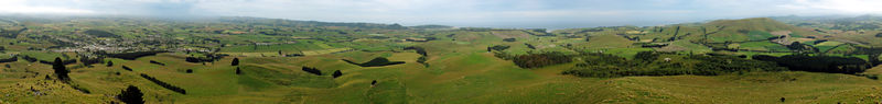 Panorama von Puketapu Cairn über Palmerston und Umgebung