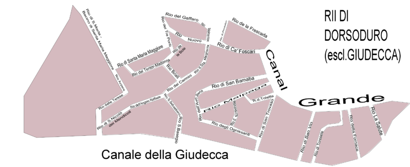 Kanäle von Dorsoduro (ohne Giudecca)
