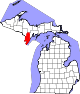 Map of Michigan highlighting Menominee County.svg