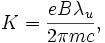 K=\frac{e B \lambda_u}{2 \pi m c},
