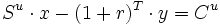 S^u \cdot x - (1+r)^T \cdot y=C^u