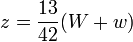 z= \frac{13}{42} (W + w)