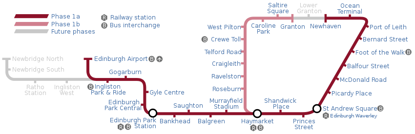 A map of the planned tramway.