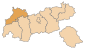 Lage des Bezirkes Reutte innerhalb Tirols