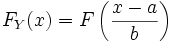 F_Y(x) = F\left(\frac{x-a}{b}\right)
