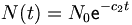 N(t) = N_0 \mathsf {e}^{-c_2 t}