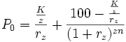 P_0 = \frac{\frac{K}{z}}{r_z} + \frac{100-\frac{\frac{K}{z}}{r_z}}{(1+r_z)^{zn}}