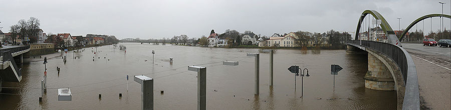 Hochwasser in Minden im März 2010