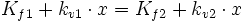 K_{f1} + k_{v1} \cdot x = K_{f2} + k_{v2} \cdot x