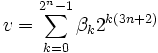 v = \sum_{k=0}^{2^n-1}\beta_k 2^{k(3n+2)}