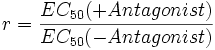 r = \frac {EC_{50} (+ Antagonist)} {EC_{50} (- Antagonist)}