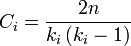 C_i = \frac{2n}{k_{i}\left( k_{i}-1 \right) }