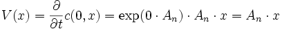 V(x)=\frac{\partial}{\partial t}c(0,x)=\exp(0\cdot A_n)\cdot A_n\cdot x = A_n\cdot x