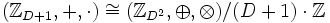 (\Bbb Z_{D+1},+,\cdot) \cong (\Bbb Z_{D^2}, \oplus,\otimes) / (D+1)\cdot \Bbb Z