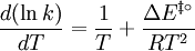 \frac{d (\ln k)}{dT} = \frac{1}{T} + \frac{\Delta E ^{\ddagger \circ}}{RT^{2}}