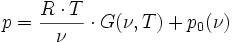  p = \frac{R \cdot T}{\nu} \cdot G(\nu,T) + p_0(\nu) 