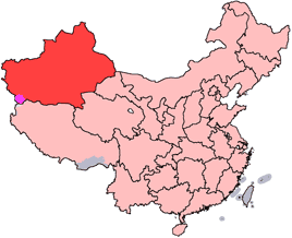 Lage von شىنجاڭ ئۇيغۇر ئاپتونوم رايونىShinjang Uyghur Aptonom Rayoni (uigur.) in China