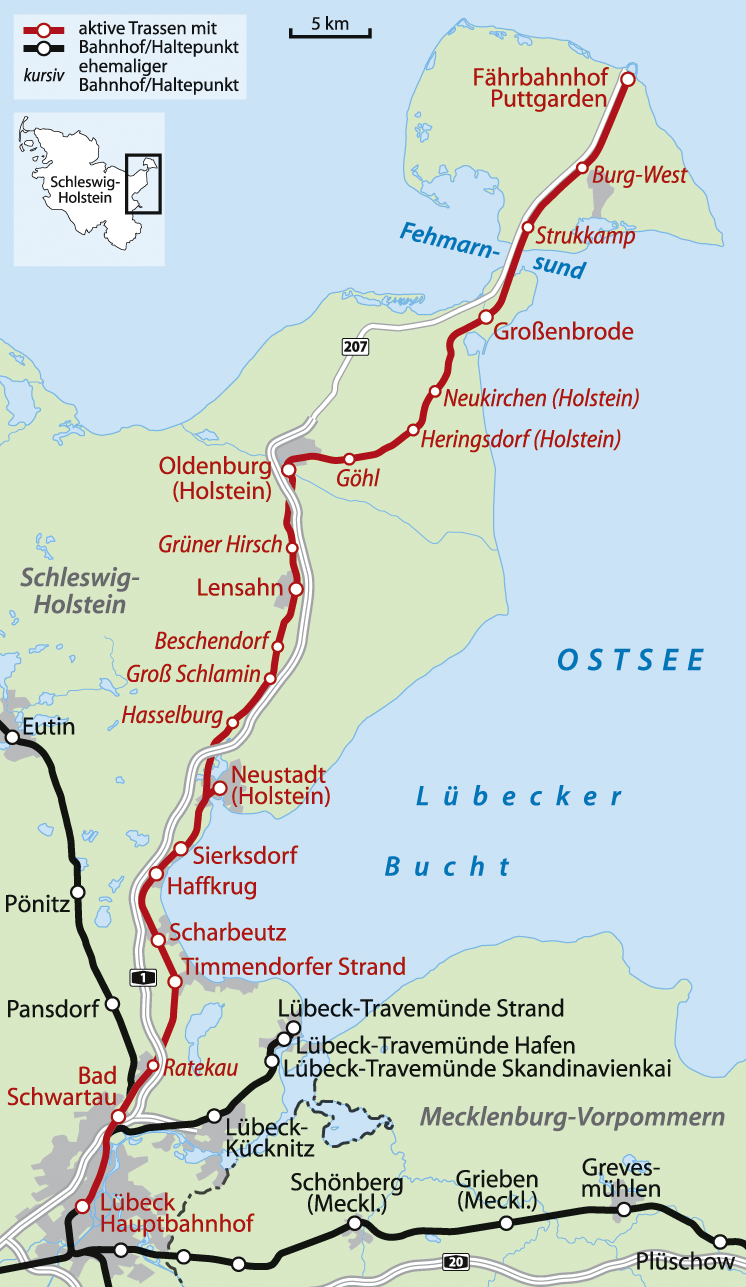 Das große Archiv der Eisenbahnstrecken 141 Lübeck Hbf-Puttgarden 
