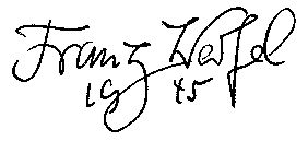 Unterschrift von Franz Werfel 1945