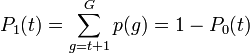 P_1(t)=\sum_{g=t+1}^G p(g) = 1-P_0(t)