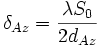  \delta_{Az} = \frac{\lambda S_0}{2 d_{Az}} 