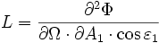  L=\frac{\partial^2 \Phi}{\partial \Omega \cdot \partial A_1 \cdot \cos \varepsilon_1} 