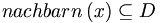 nachbarn \left( x \right) \subseteq D 