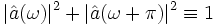 |\hat a(\omega)|^2+|\hat a(\omega+\pi)|^2\equiv 1