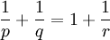 \frac{1}{p} + \frac{1}{q} = 1 + \frac{1}{r}