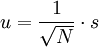 u =\frac{1}{\sqrt{N}}\cdot s