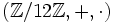 (\mathbb{Z} / 12\mathbb{Z}, +, \cdot)