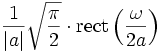 \frac{1}{|a|} \sqrt{\frac{\pi}{2}}\cdot \mathrm{rect}\left(\frac{\omega}{2 a}\right)