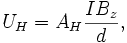 U_H=A_H\frac{IB_z}d,