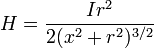 H = \frac{I r^2}{2(x^2 + r^2)^{3/2}}