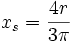 x_s = \frac{4 r}{3 \pi}