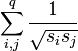 \sum_{i,j}^{q} \frac{1}{\sqrt{s_i s_j}} 