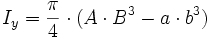 I_y = \frac {\pi}{4} \cdot (A \cdot B^3 - a \cdot b^3)