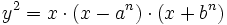 y^2 = x \cdot (x - a^n) \cdot (x + b^n)