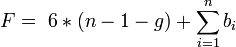 F = \ 6*(n-1-g) + \sum_{i=1}^n b_i